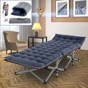 MOPHOTO Folding Camping Cot, Folding Bed for Adults Portable Heavy Duty Sleeping Cots, with Gray Pearl Cotton Pad & Carrying Bag