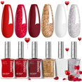 thumbnail image 1 of Set de esmaltes de uñas Beetles Red Glitter Burgundy, 6 unidades para mujer, 1 of 7