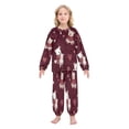 thumbnail image 2 of BZSMCE Unisex Fluffy Pajama Set Burgundy Bear Heart Cuddle Printed, 2 of 8