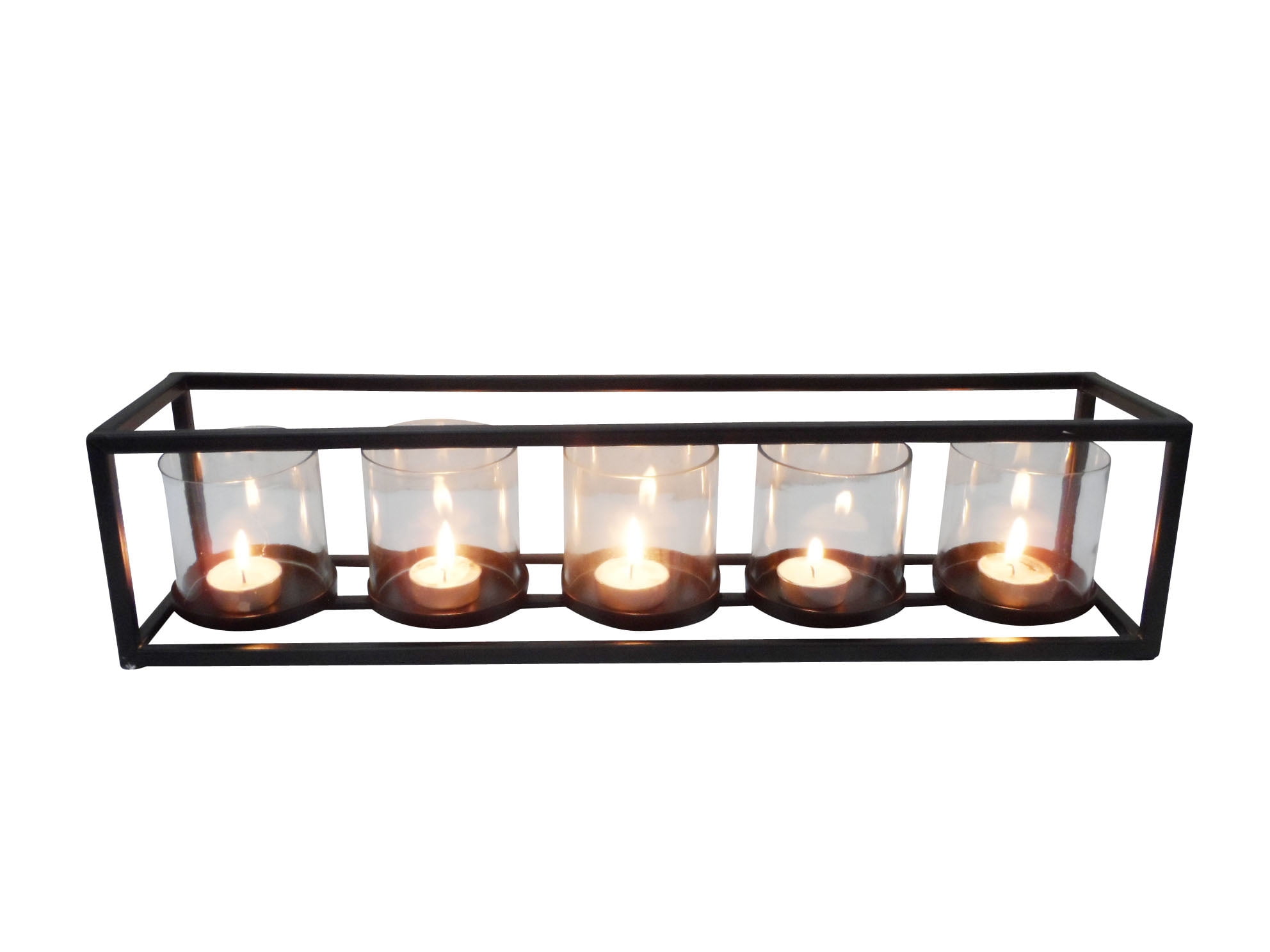 Decmode Contemporary 5 X 22 Inch Iron and Glass FiveLight Rectangular