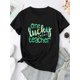 thumbnail image 2 of Women's St. Patrick's Day "One Lucky Teacher" Graphic T-Shirt Crew Neck, Short Sleeve, 2 of 6