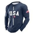 thumbnail image 4 of XIAONU Flag Letter Print Long Sleeve T-Shirt for Men Crew Neck Sports Casual Tees Tops, 4 of 4