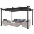 thumbnail image 5 of KFFKFF 10'x13' Aluminum Outdoor Pergola, Retractable Sun Shade Canopy, Ideal for Patio, Garden, Deck, Backyard - Gray, 5 of 9