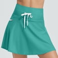 thumbnail image 6 of Women's Solid Color Swim Skirts Mini Tennis Skirts Liner Quick Dry Bathing Suit Swimsuit Bottoms with Zipper Pocket Swim Mini Pleated Skirt, 6 of 7