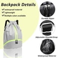 thumbnail image 3 of Sports Drawstring Backpack Gym Swim Bag with Shoes Compartment, Water Resistant, Zipper & Mesh Pockets for Women & Men, 3 of 6