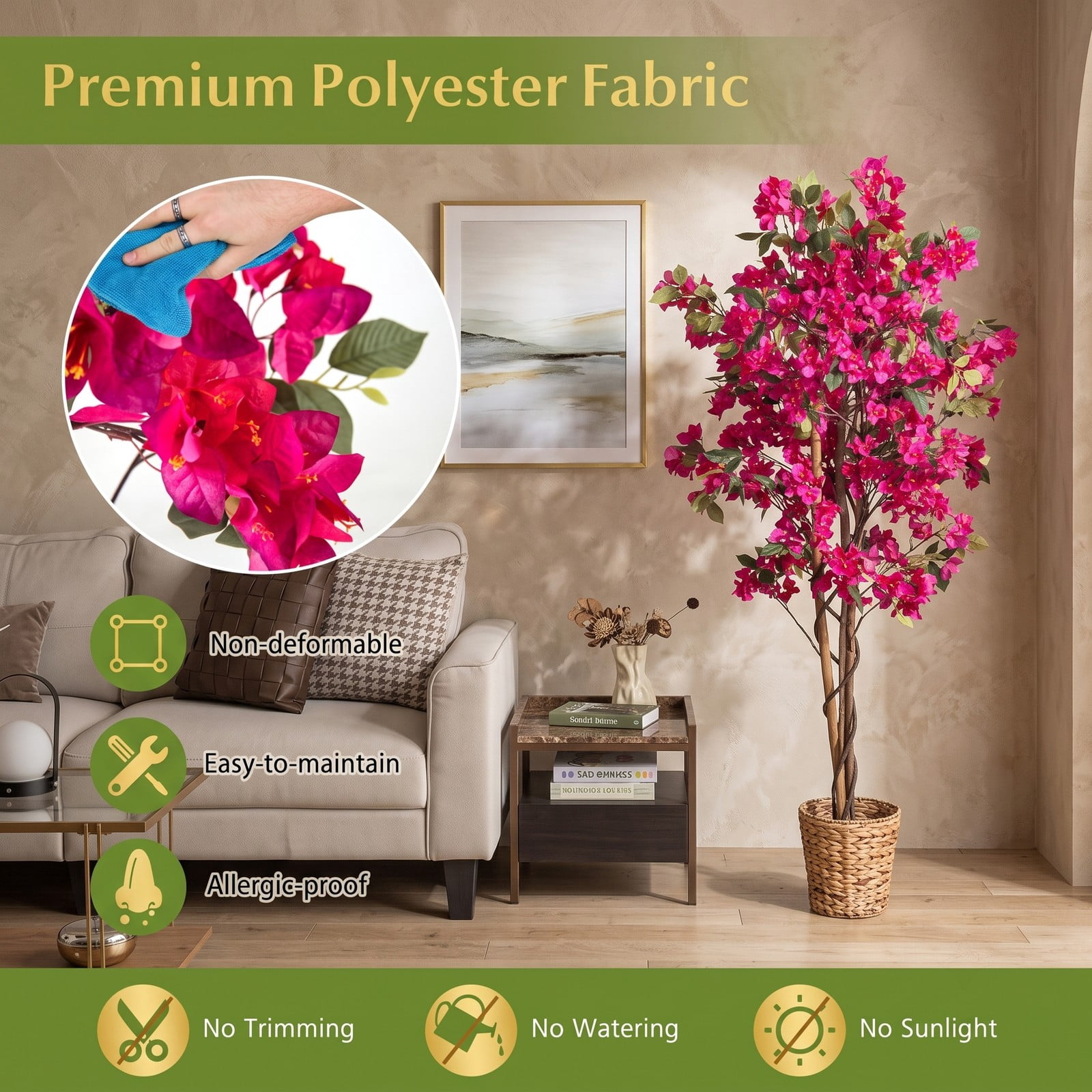 ALPULON 6 FT Artificial Bougainvillea Tree with 910 Flowers, Faux Silk Flowering Plant with Cement-Filled Planter, Realistic Fake Tree for Indoor Outdoor, Multicolor