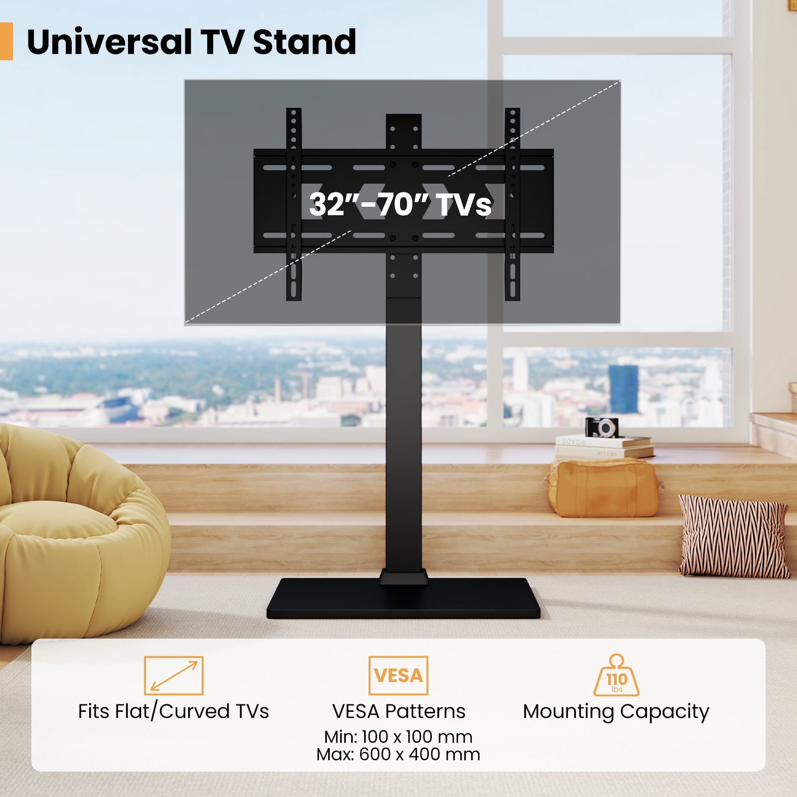 Gymax Floor TV Stand Universal TV Stand for 32-70 Inch TVs up to 110 lbs Mount Stand