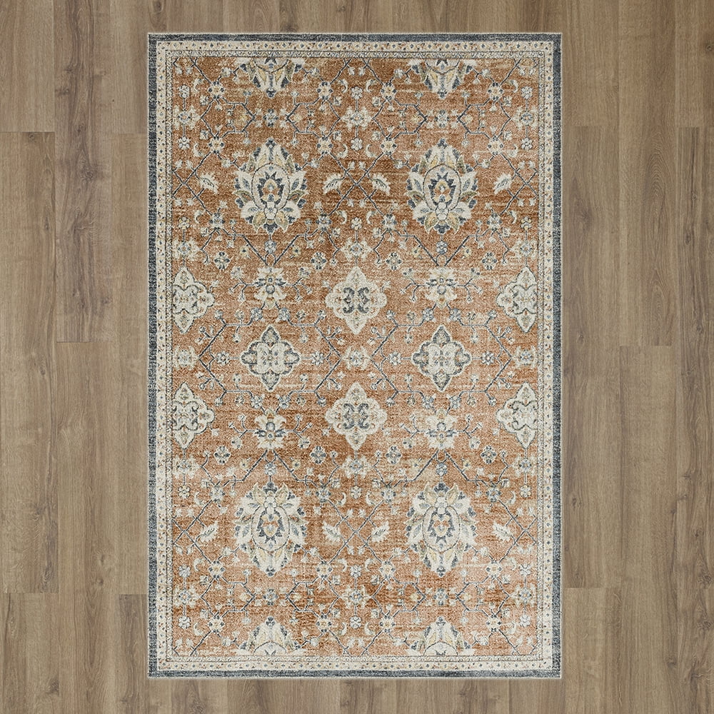 Mohawk Home Arete Floral Indoor Polyester Area Rug, Dark Orange, 5'3" x 8'