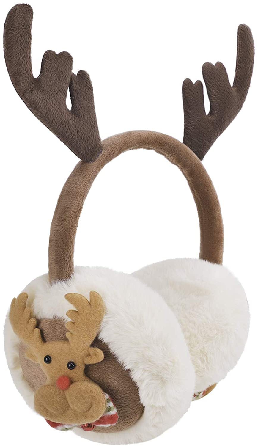 Kids Lovely Cozy Cartoon Christmas Reindeer Ski Camping Earmuffs Ear Warmer 
