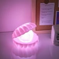 thumbnail image 2 of Shell Pearl Beach Theme Night Light, RGB Color Changing Mood Light, Bedside LED Clamshell Decorative Light for Office, Home Party Decoration, Birthday Christmas Valentine's Day Gift (Pink), 2 of 4