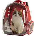 thumbnail image 4 of Cat Backpack Transparent Pet Backpack Carrier 12.6"x10.24"x16.14"(LxWxH) Waterproof Breathable Pet Carrier Airline Approved for Cat & Small Dog (Red), 4 of 6