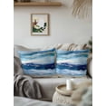 thumbnail image 2 of Outdoor Pillows Waterproof, Navy Blue Coastal Beach Throw Pillows with Inserts Included, Summer Nautical Abstract Ombre Art Indoor Outdoor Decorative Lumbar Pillow for Bed/Couch/Patio 16"x16", 2Pcs, 2 of 8