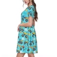 thumbnail image 2 of Naloa Robe d'Été Imprimée Camion Monstre pour Femmes avec Poches, Manches Courtes, Robe de Plage Fluide pour Vacances, 2 of 6
