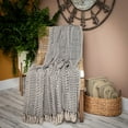 thumbnail image 2 of HomeStock Modern Minimalism Casual Woven Pattern 52" x 67" Woven Handloom Throw, Cozy Throw Blanket for Living Room Spaces-Color:Grey and Beige, 2 of 10