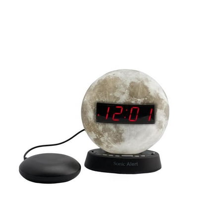 Sonic Alert SBW100MOSS The Sonic Glow Moonlight Alarm Clock with Recorable Alarm & Sonic Bomb Bed (Best Bed Shaker Alarm)