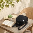 thumbnail image 3 of Mini Compact Backpack, Corduroy Fabric, Backpack Straps, Adjustable Straps, Gray Tone, Front Zipper Pocket, 12X8 In, Everyday Outings, 1 Pc, 3 of 5