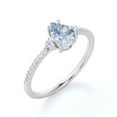 thumbnail image 4 of JeenMata 1 Carat Pear Shaped Created Aquamarine Birthstone Ring in 18k White Gold over Silver, 4 of 6