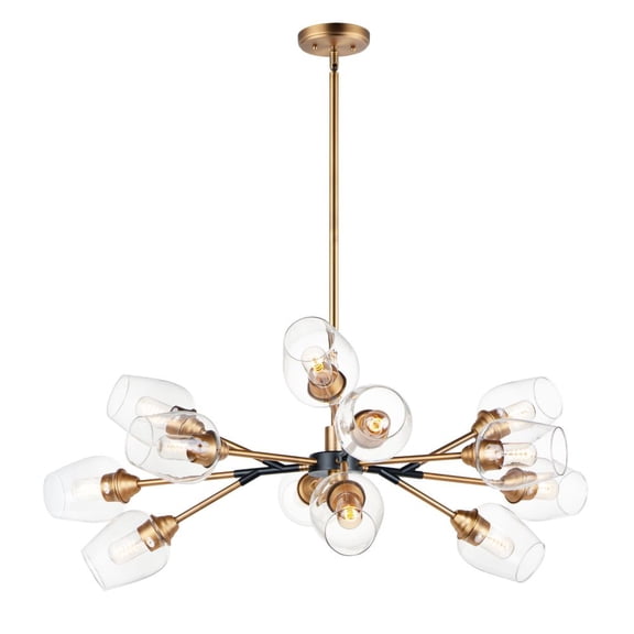 Maxim 26347CLABBK Savvy 12-Light Chandelier Light, Antique Brass & Black