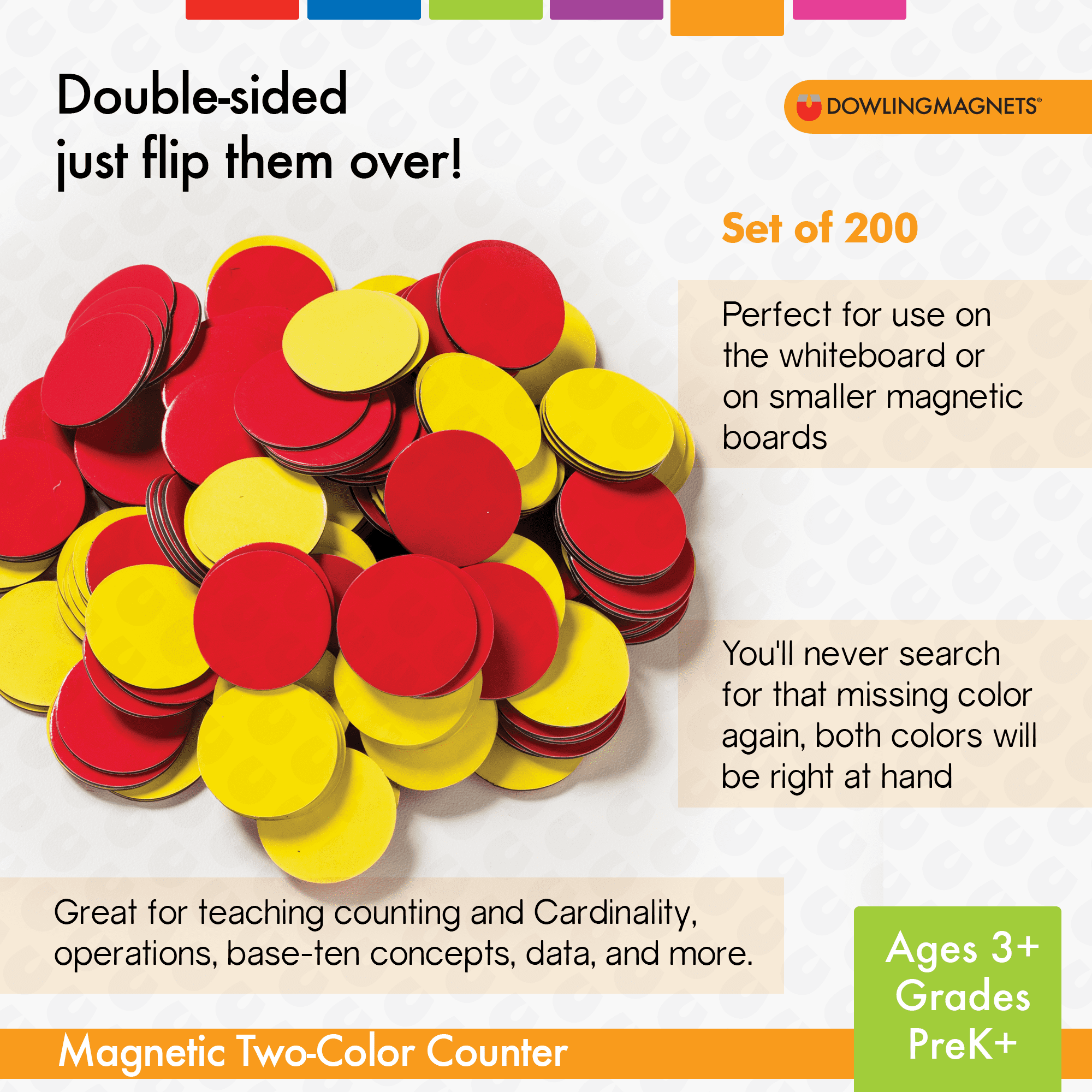 Dowling Magnets Two-Color Magnetic Counters, Set of 200