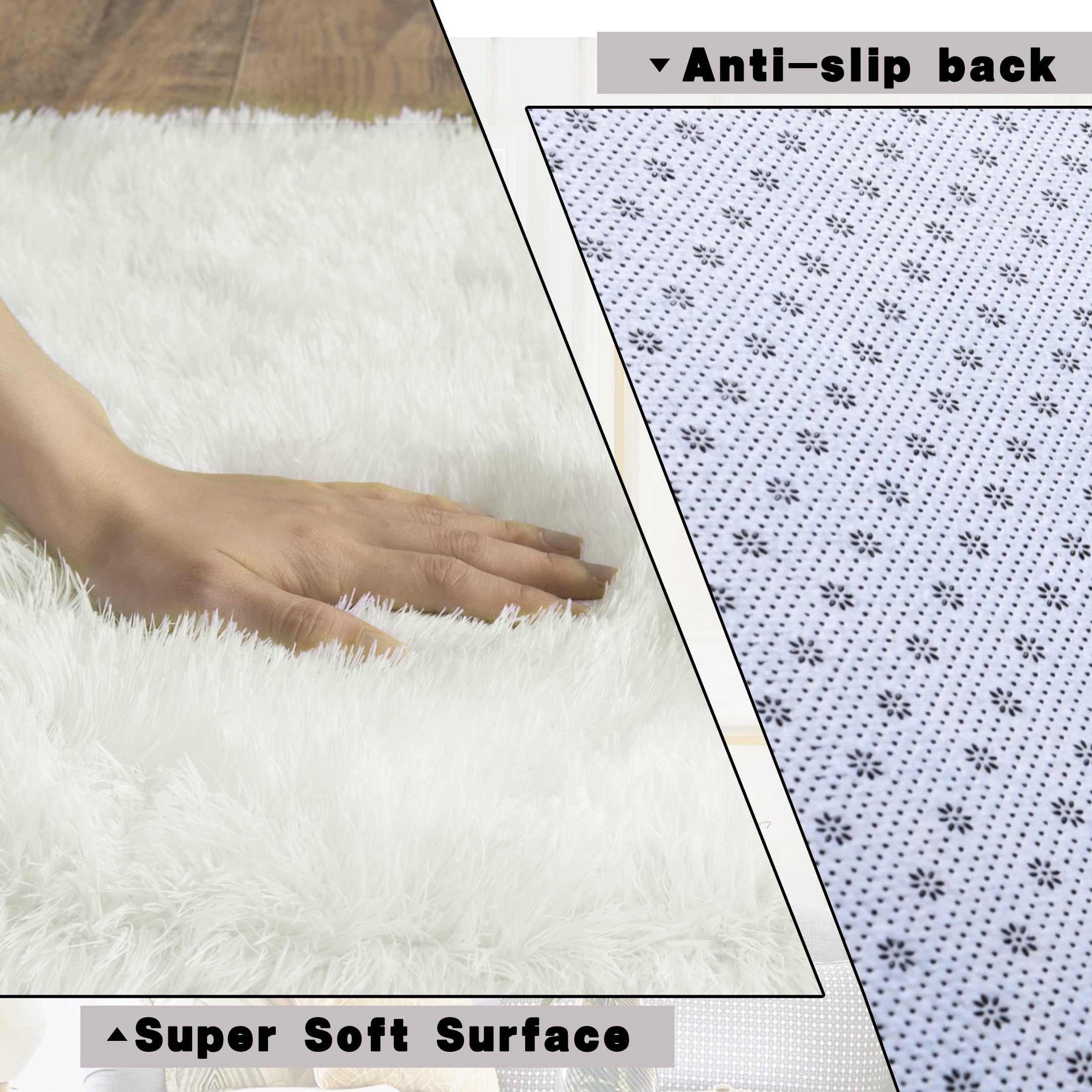 ZENELESS Solid Shag Collection Rug,3x5ft Cream Area Fluffy Rugs Perfect for Nursery, Playroom