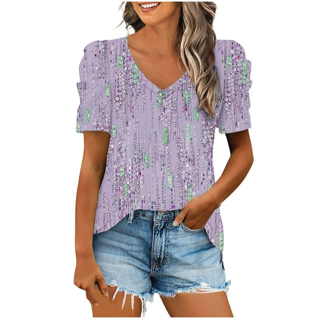 Birdeem Blouses pour Femmes Mode Décontractée Manches Courtes T-Shirt Ample Blouse Tops
