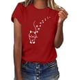 thumbnail image 1 of Fartey T-Shirts Graphiques Mignons pour Femmes Tendance Été Manches Courtes Col Rond Blouses Décontractées Amples T-Shirts Quotidiens Doux Confortables Tops d'Entraînement 2025 Rouge P-3TG, 1 of 3