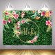 thumbnail image 3 of Fondo Aloha, luau tropical, cumpleaños, baby shower, decoración para fiesta, fondo de hierba verde hawaiana tropical para fotografía, pancarta para fotomatón, 3 of 4
