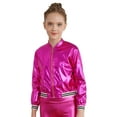 thumbnail image 4 of MSemis Kids Girls Metallic Bomber Jacket Coat Rose 14, 4 of 7