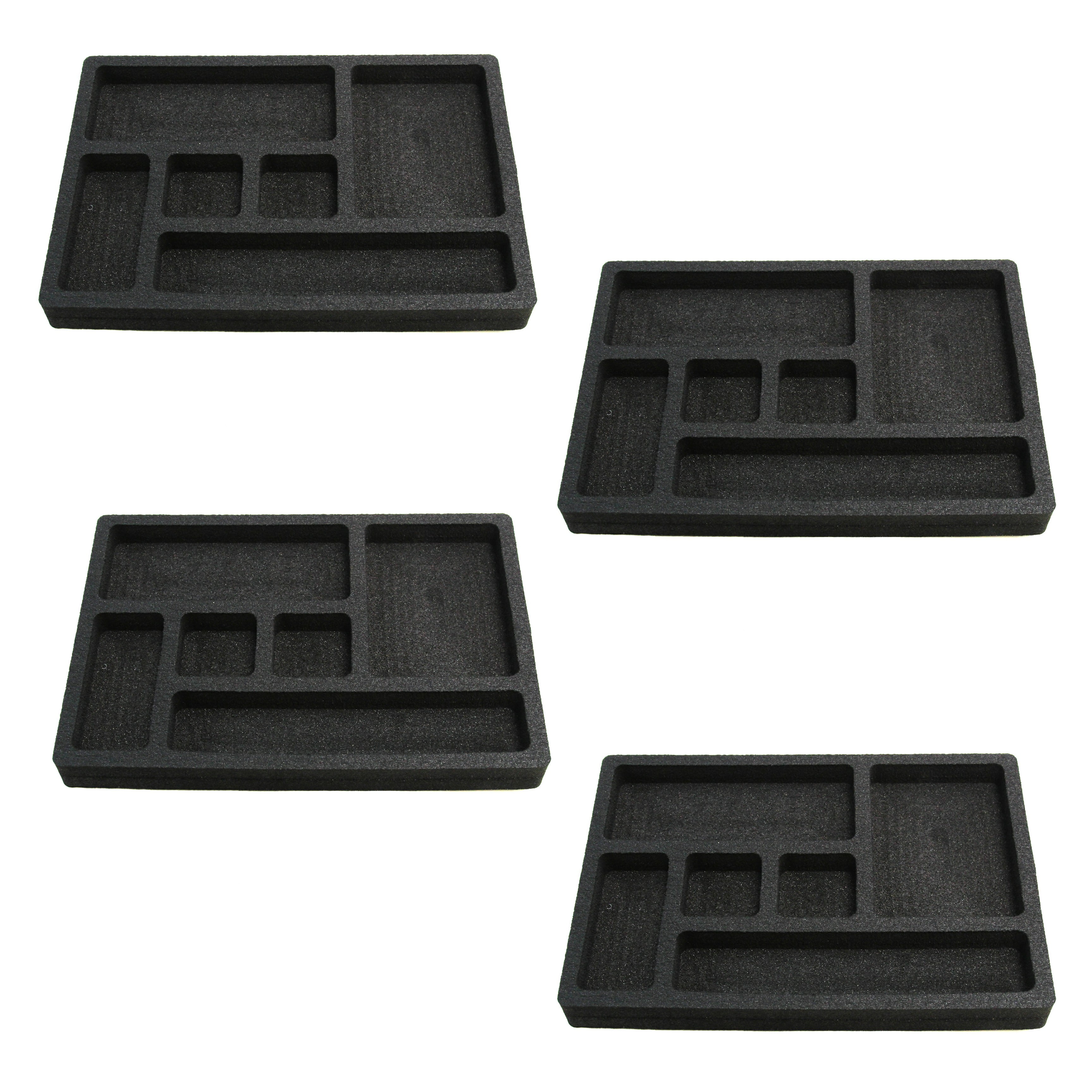 Polar Whale 4 Pack Desk Drawer Organizer Tray Insert Pen Pencil Notes Holder for Office or Home Waterproof Washable  7.5 x 10.9 x 1 inches 6 Compartments Black 4 Pieces