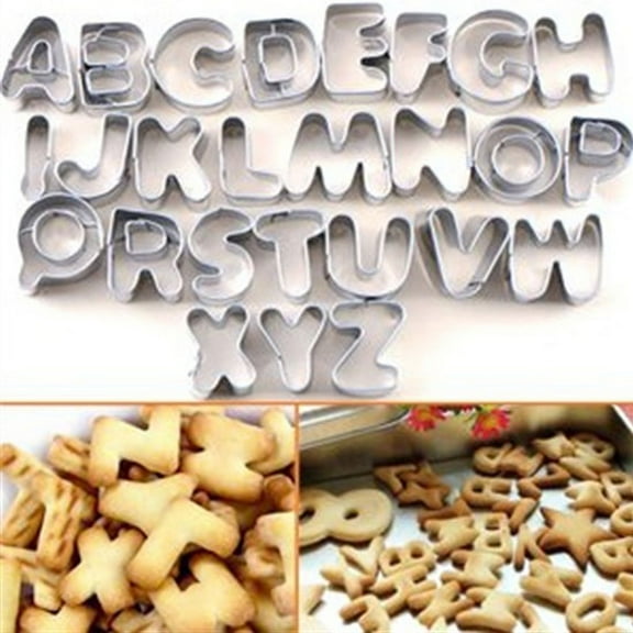 MEIBUTYUP 37Pcs Stainless Steel Alphabet Number Cake Molds Metal Cookie Cutter Set for Baking