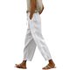 thumbnail image 1 of Gibobby pantalones cargo mujer Pantalones de cintura alta para mujer Pantalones capri con cordón con bolsillos Pantalones recortados de pierna ancha para mujer (Blanco, XL), 1 of 5