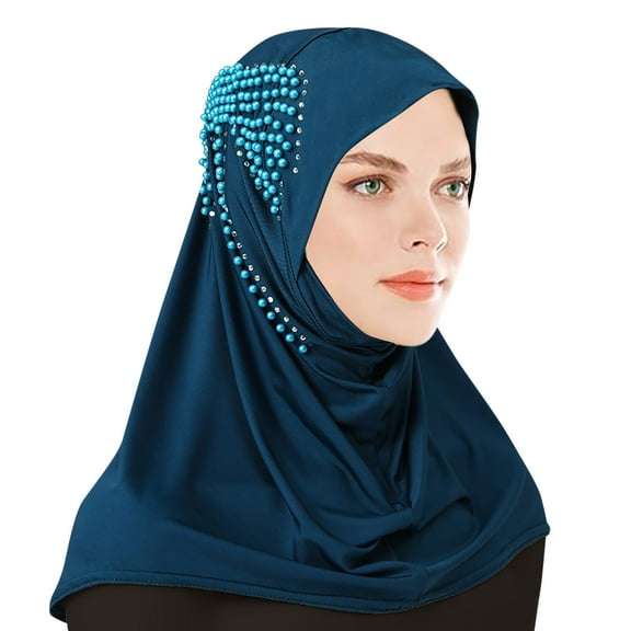Ediodpoh Women Fashionable Stretch Hijab Malay Indonesian Wrap for Stylish Head Covering Dark Blue