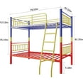 thumbnail image 2 of Metal Bunk Bed Twin Over Twin, Bunk Bed Full Over Full with Safety Guardrail, Space-Saving Bed Frame Noise Free, No Boxing Spring Needed for Bedroom, Colorful, 2 of 7