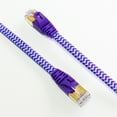 thumbnail image 3 of Tera Grand - CAT7 10 Gigabit Ethernet Ultra Flat Patch Cable Modem Router LAN Playstation Xbox - Built with Gold Plated, Shielded RJ45 Connectors Nylon Braided Jacket, 12 Ft Purple and Blue, 3 of 3