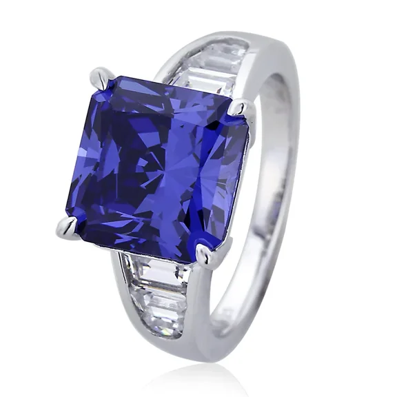 Sterling Silver Wedding Ring 2 Carat Cushion Cut Ring Blue Engagement Ring Brilliant Moissanite Diamond Ring