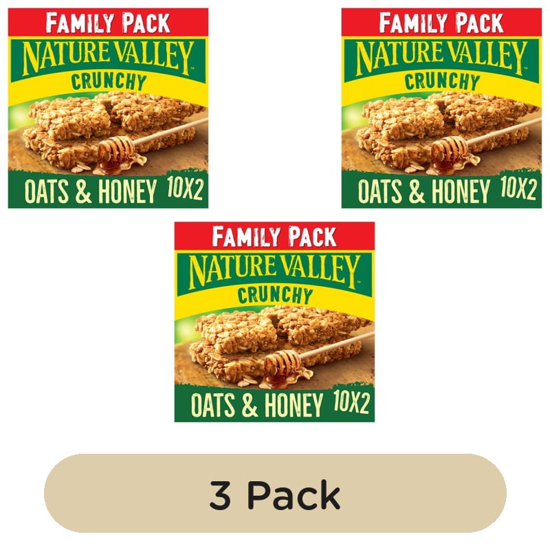 Nature Valley Crunchy Oats & Honey Cereal Bars Family Pack 10 x 42g, British Import (Pack of 3)