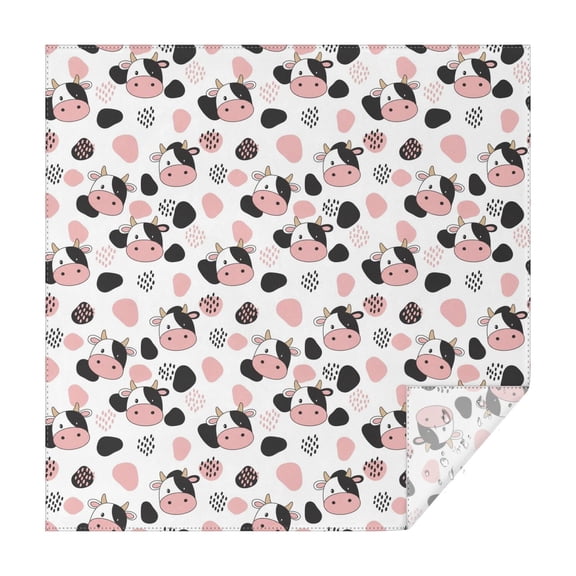 White Cow Black Spot Geometric Pattern Square Tablecloth,Waterproof Square Table Cover,Wipeable Spillproof Washable Table Cover for Home Kitchen Party Decor 42"X42"(107x107cm)