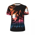 thumbnail image 4 of Gym T Shirt For Mens Tropical Palm Tree T Shirts Fashion Orange Sunset Summer Tees O Neck, 4 of 4