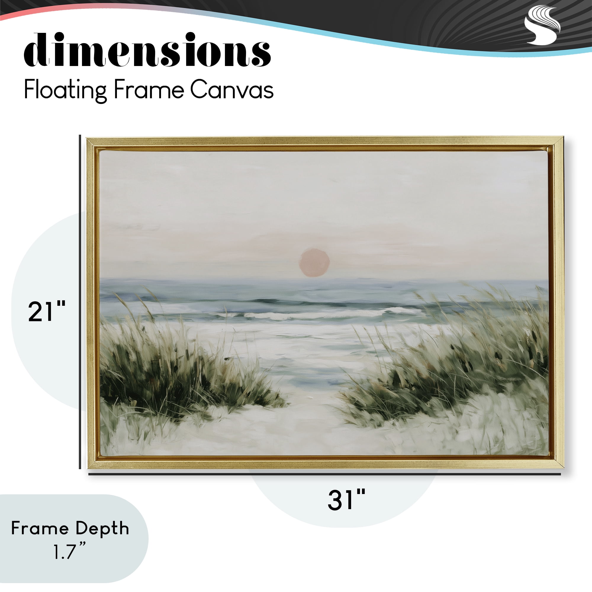 Stupell Industries Coastal Dunes with Wild Beach Grass Gold Framed Floater Canvas Wall Art, design by Chromatic Storm Studio