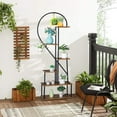 thumbnail image 2 of Zimtown Half Heart Plant Holder Stand, 6 Layer Metal with Wood Flower Stand, Black, 1 PCS, 2 of 8