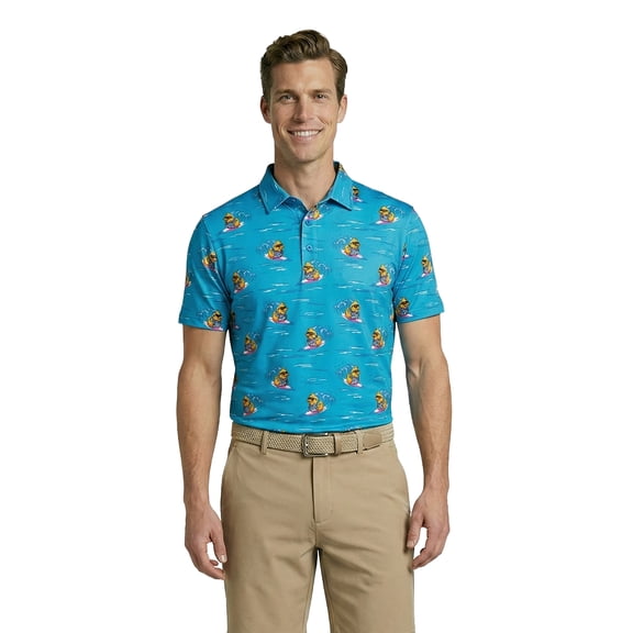 Birdie Bound Men's & Big Men's Surfing Print Polo Shirt, Sizes S-3XL
