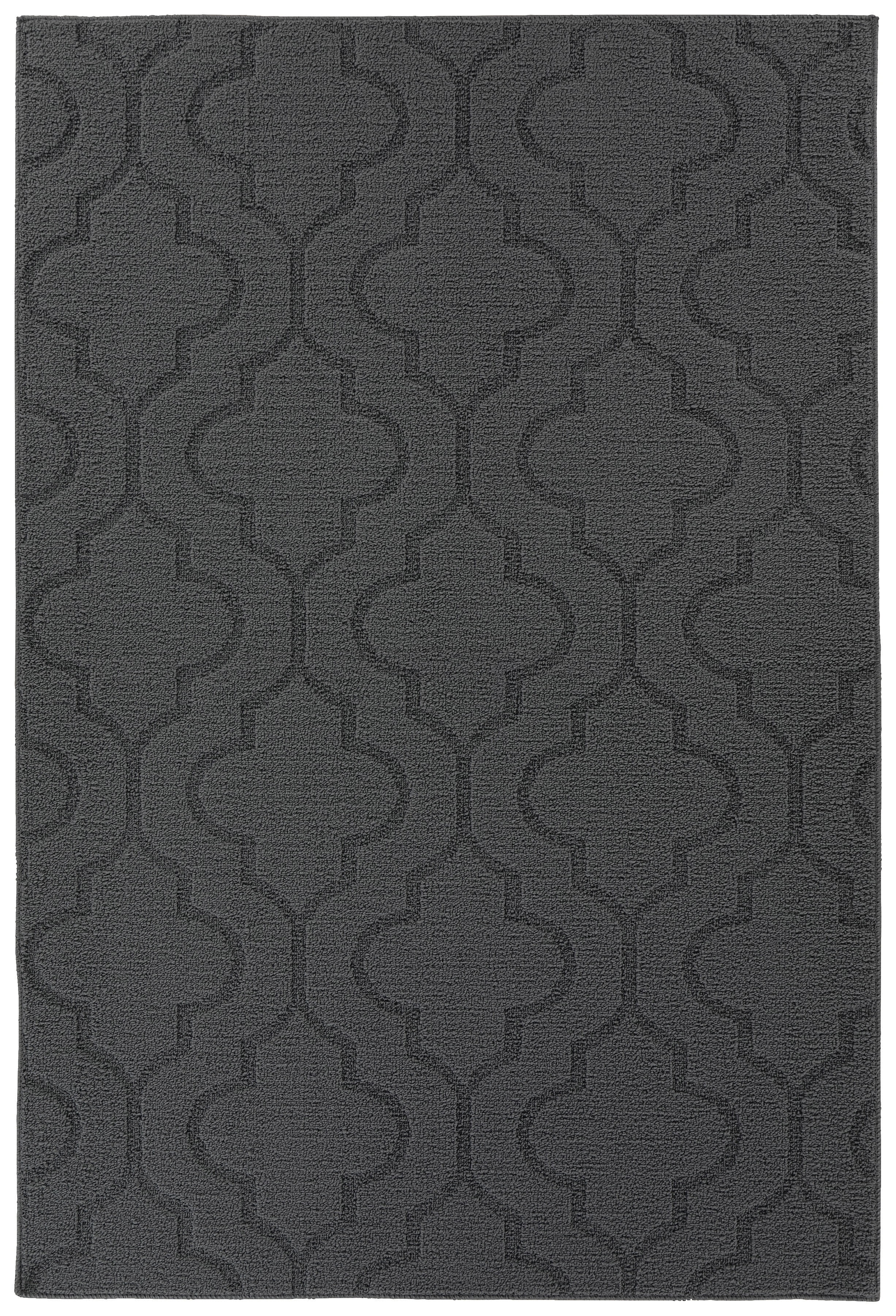 Garland Rug Brentwood Double Quatrefoil Polypropylene Cinder Gray Indoor/Outdoor Area Rug, 4' x 6'