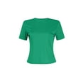 thumbnail image 2 of Boiiwant T-Shirt à Manches Courtes Col Rond Côtelé Ajusté Basique Uni pour Femmes, 2 of 7