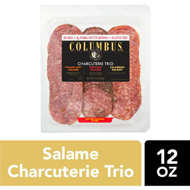 COLUMBUS, Salami Trio, Sliced Charcuterie Meat, 12oz Variety Pack