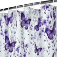 thumbnail image 3 of White Purple Butterfly Plant Pattern Shower Curtain 72"x72" ,Bathroom Decorative Shower Curtains Set with 12 Hooks,Modern Waterproof Washable Shower Curtain, 3 of 6