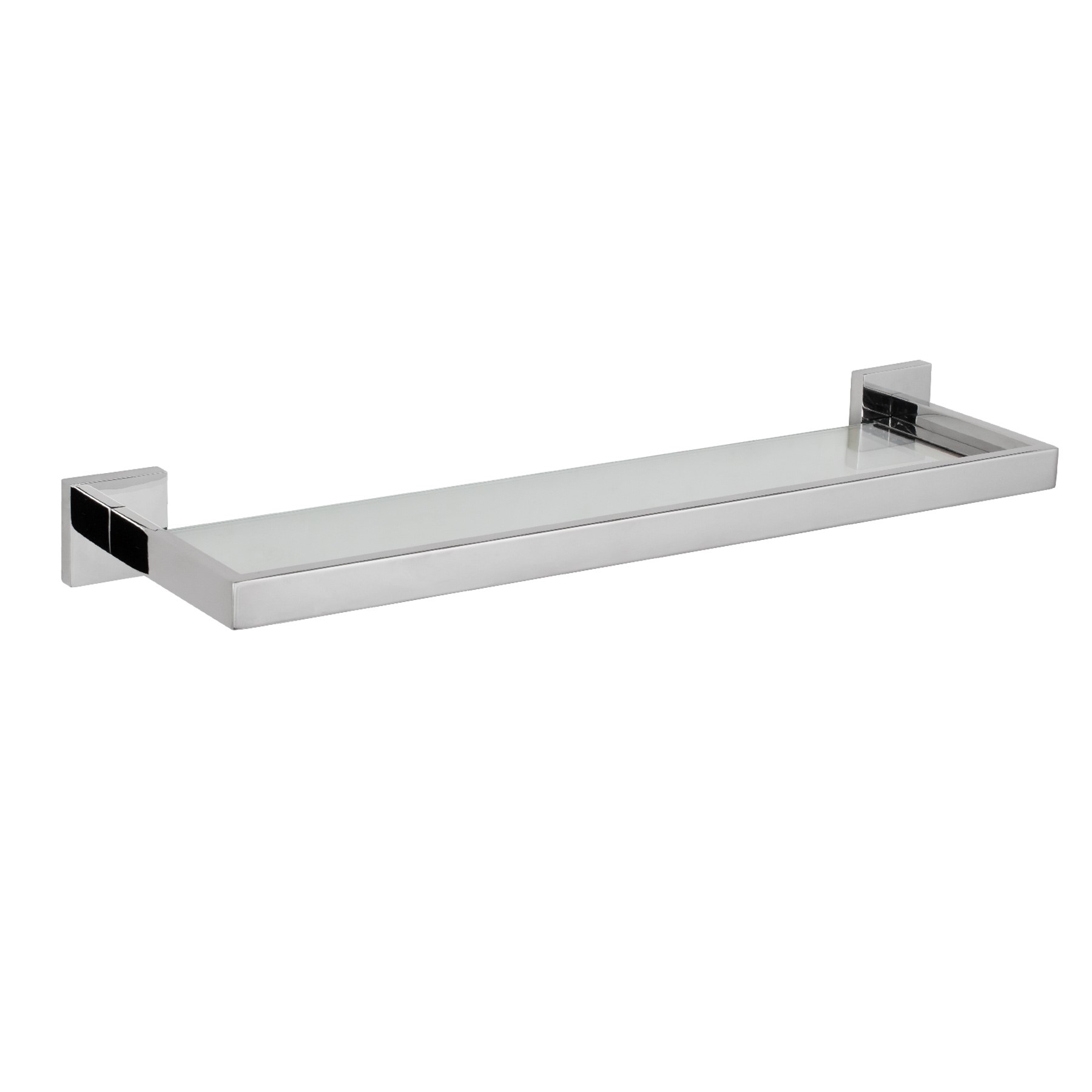 TriBeCa Bathroom Floating Glass Wall Shelf, Polished Chrome