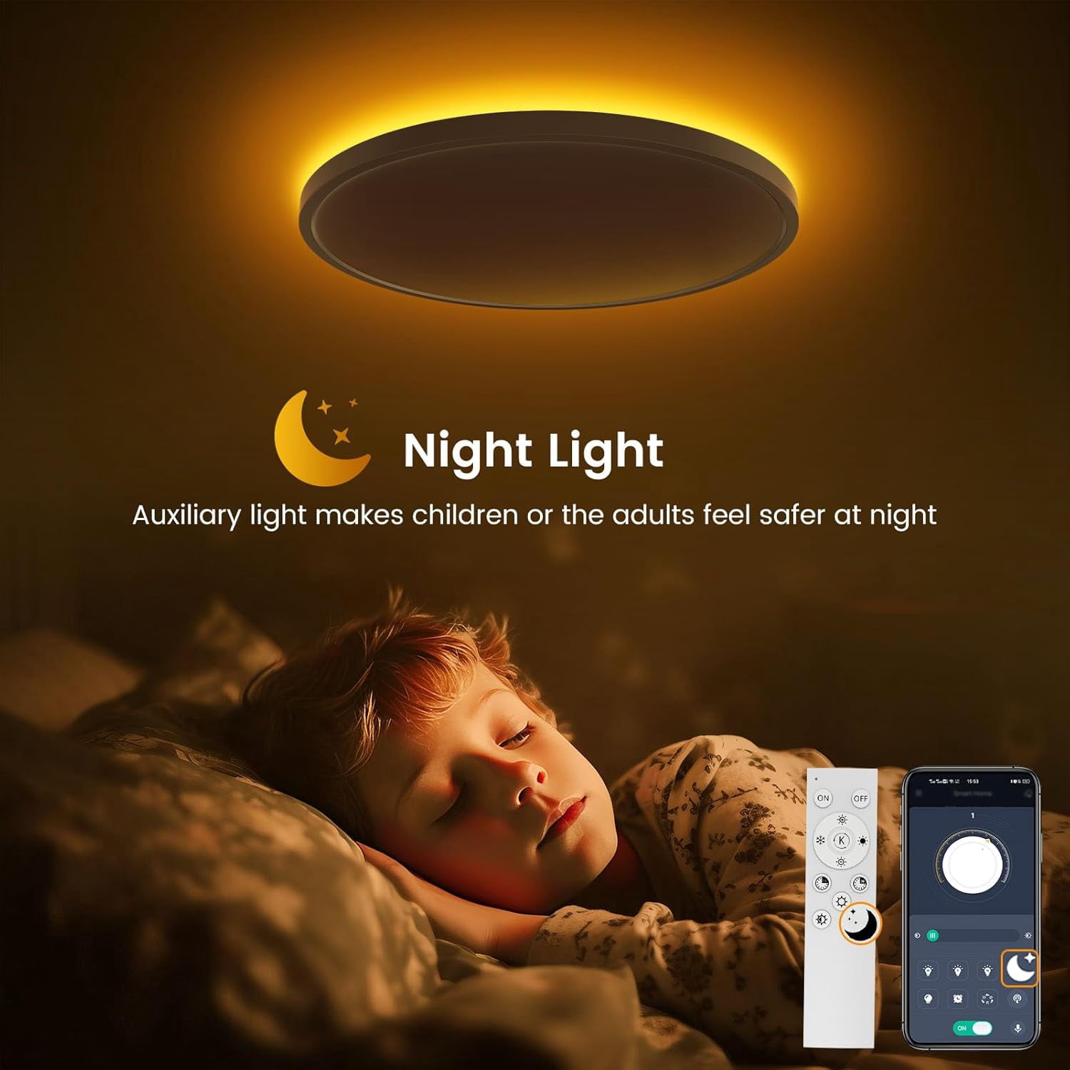 15.8" Ultra-Thin Ceiling Light - Remote & App Control, 36W 2700K-6000K Color & Brightness Adjustment, Soft Night Light for Bedroom, Kitchen, Living Room