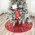 thumbnail image 2 of Housse de Sapin de Noël 122cm (Rouge), Housse de Sapin de Noël avec Bas de Noël, Jupe de Sapin de Noël avec Motif Flocon de Neige Housse de Noël pour Noël, Fête, Fête, 2 of 5