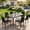 Black Table + Black Stool, variant on 7 Piece Patio Dining Set, Outdoor Furniture Set with 55" Rectangular Iron Table & 6 Textilene Chairs, For All Weather Suitable for Backyard, Garden, Poolside