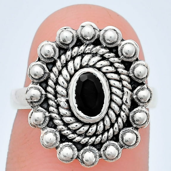 Natural Black Onyx - Brazil 925 Sterling Silver Ring s.6 Jewelry R-1124 AGR1005_A_6